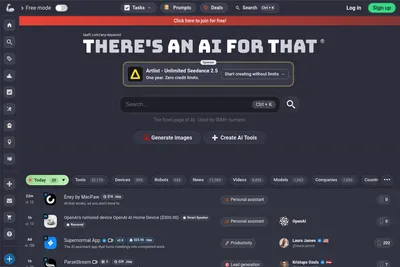 Screenshot of the There's An AI For That homepage