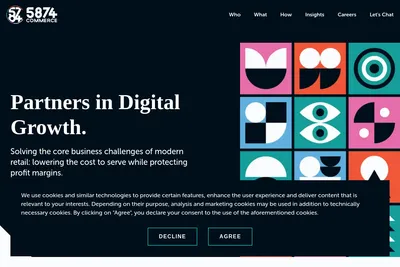Screenshot of the 5874 Commerce homepage