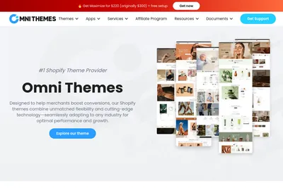 Screenshot of the Omni Themes homepage