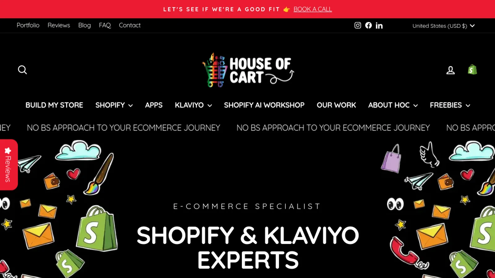 Screenshot of the House of Cart homepage