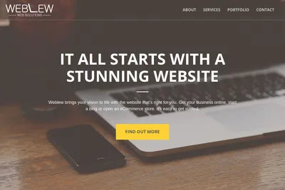 Screenshot of the Weblew solutions homepage