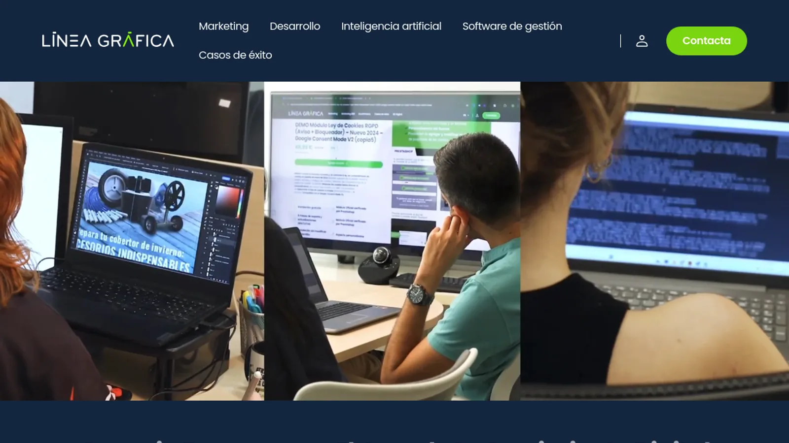 Screenshot of the LÍNEA GRÁFICA homepage