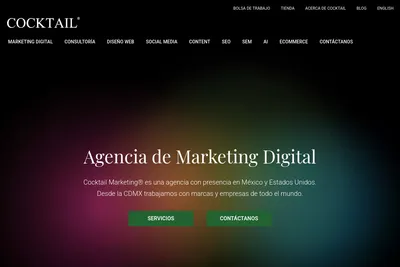 Screenshot of the Cocktail Marketing homepage