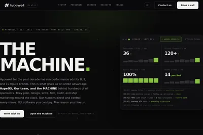 Screenshot of the Hypewell homepage