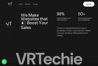 Screenshot of the VRTECHIE LIMITED homepage