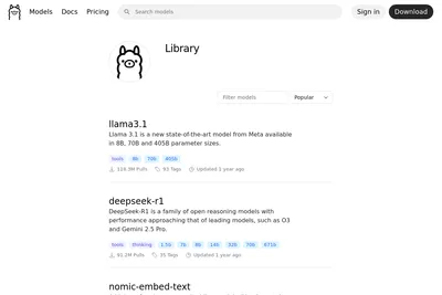 Screenshot of the Ollama Library homepage