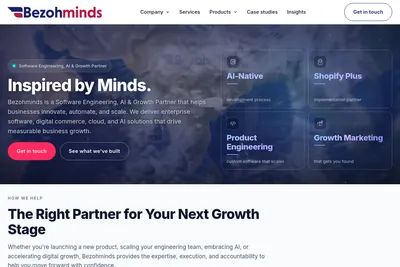 Screenshot of the BEZOHMINDS homepage