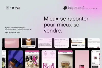 Screenshot of the Cosa homepage
