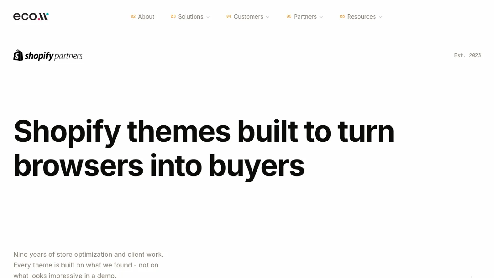 Screenshot of the eComX homepage