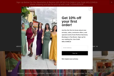 Perfect Harmony Boutique & Tea Room website homepage