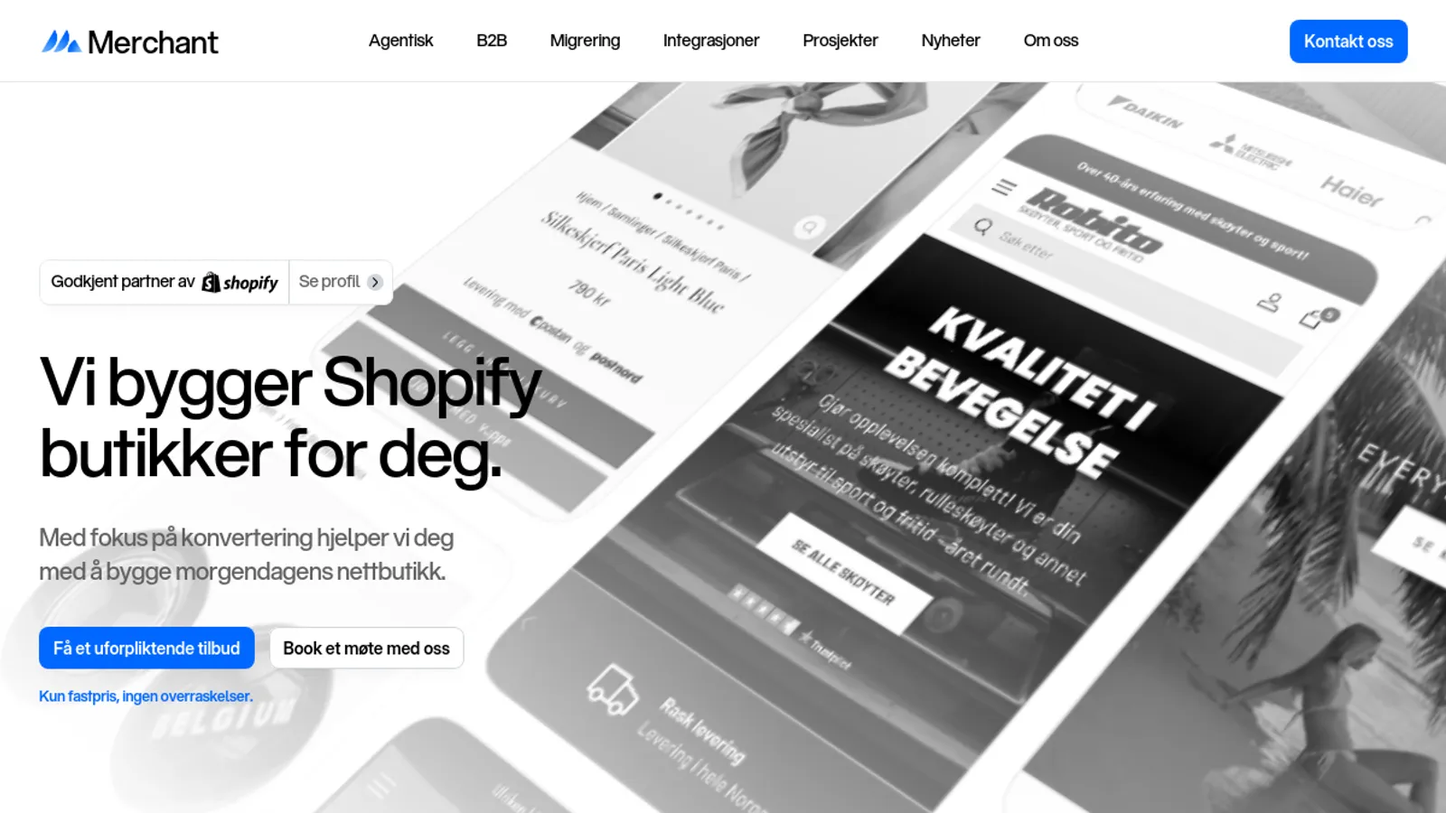 Screenshot of the Merchant homepage