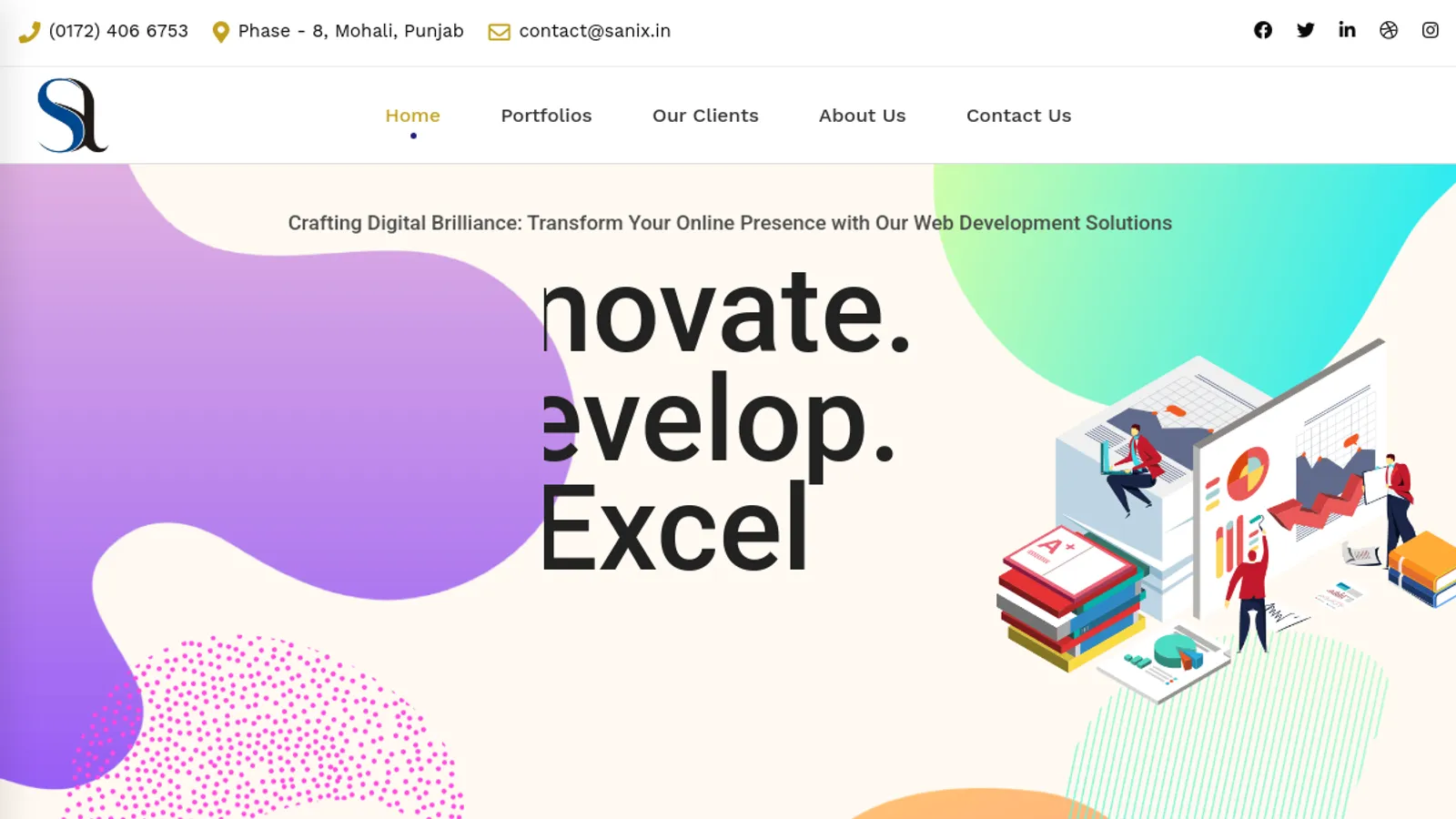 Screenshot of the Sanix Technologies Pvt Ltd homepage