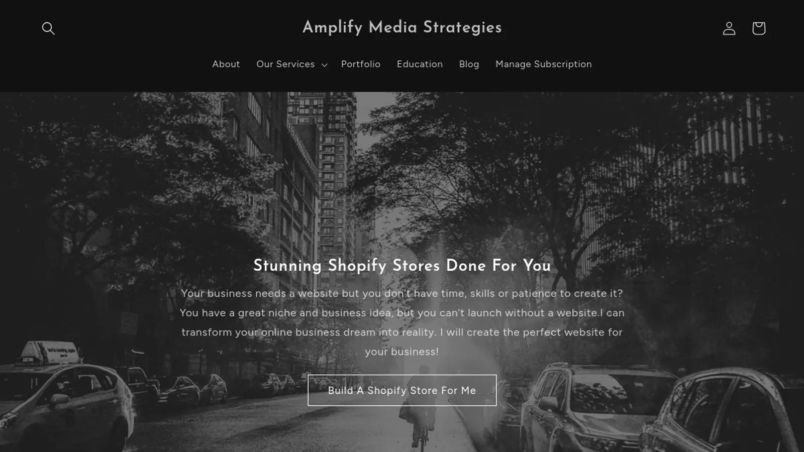 Screenshot of the Amplify Media Strategies homepage