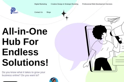 Screenshot of the Pazari Media homepage