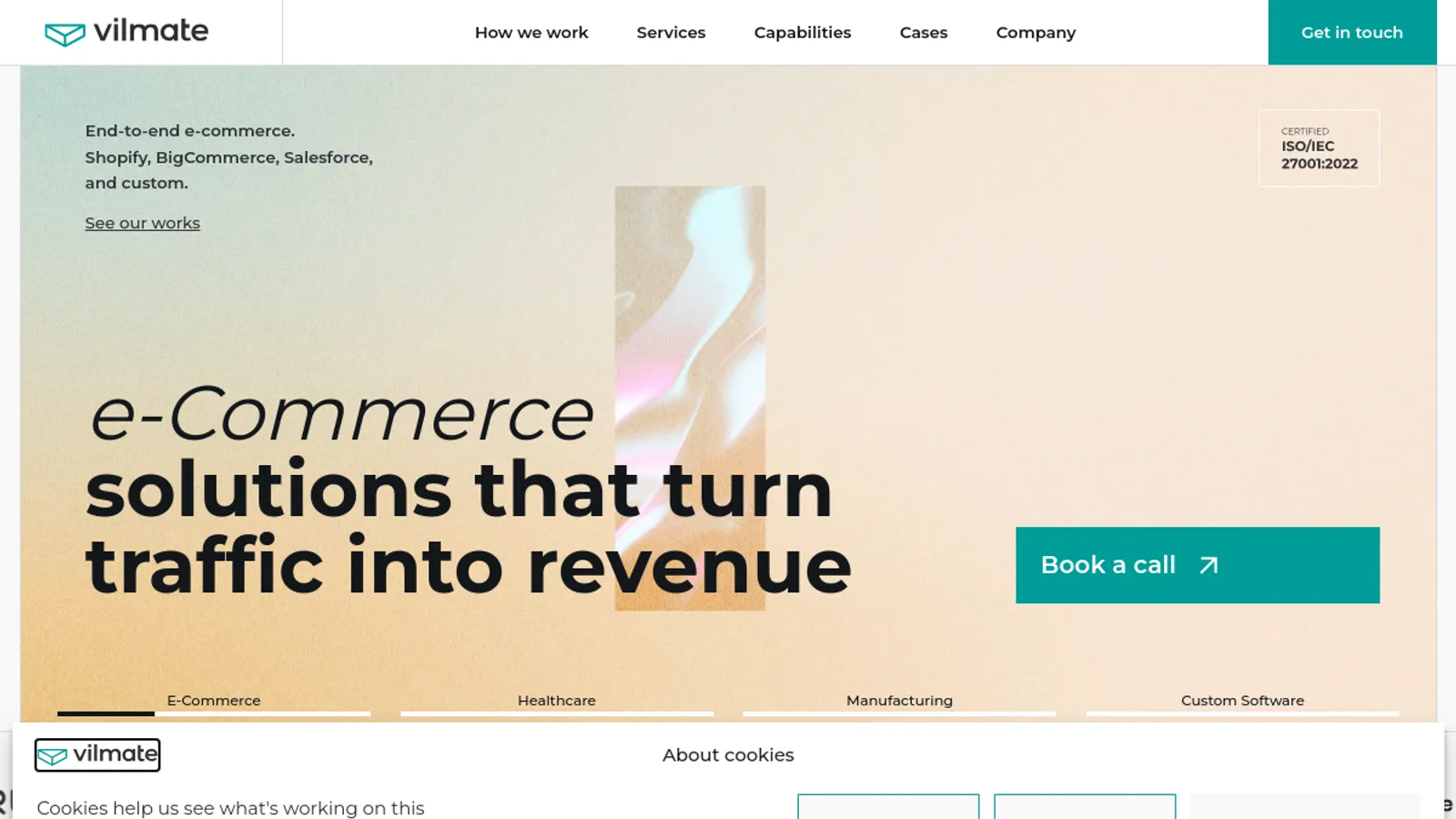 Screenshot of the Vilmate homepage