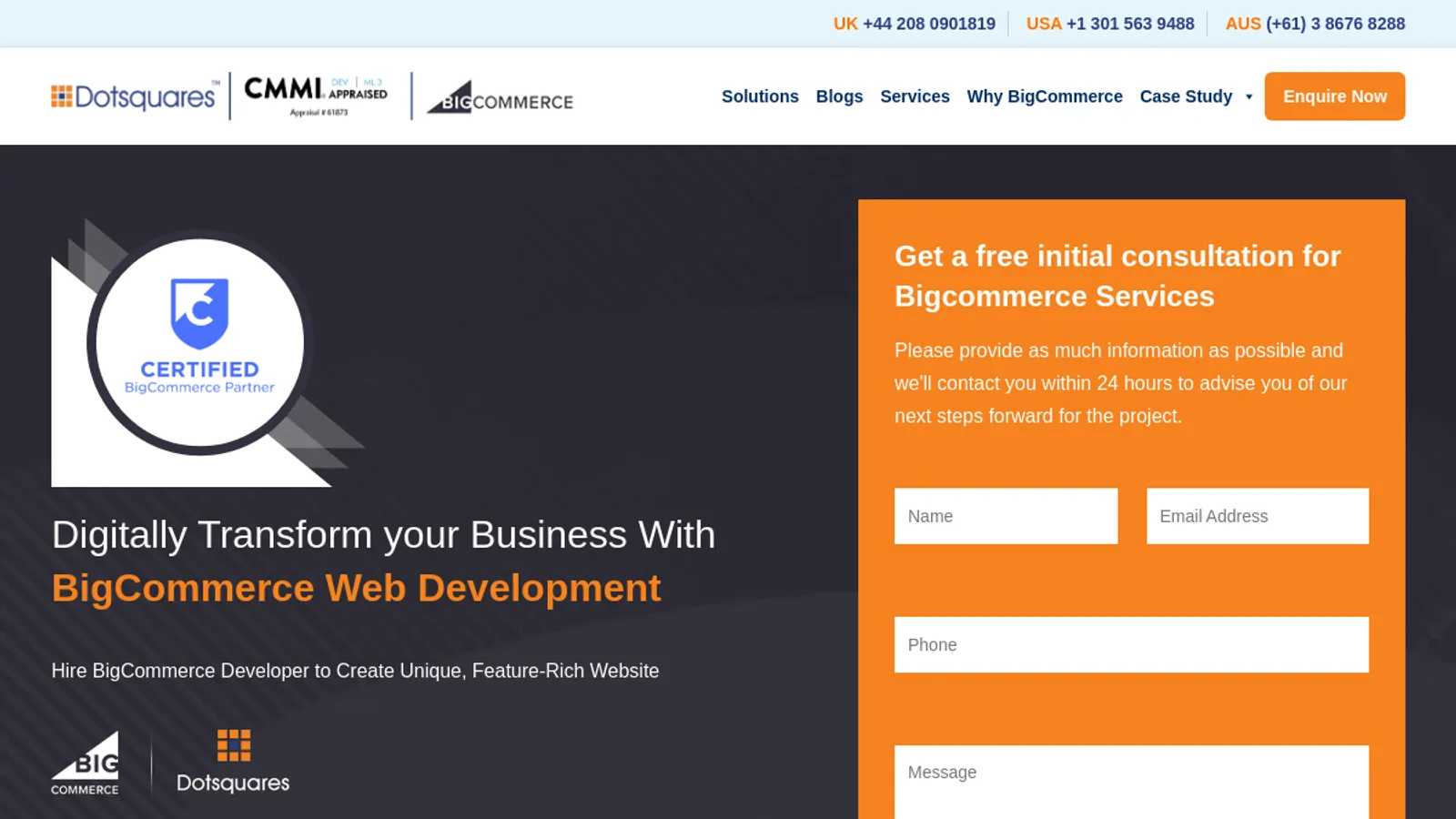 Screenshot of the Dotsquares Ltd. homepage