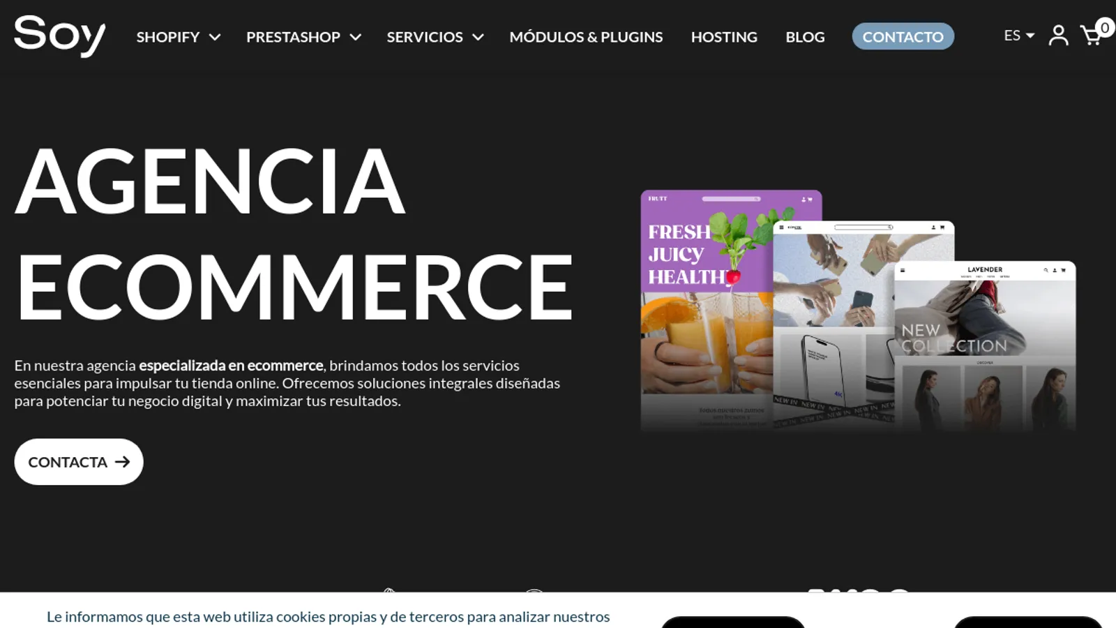 Screenshot of the Soy.es homepage