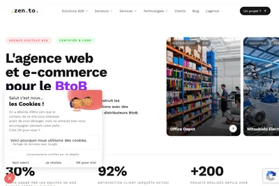 Screenshot of the Zento homepage
