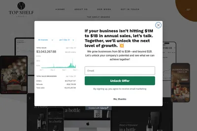 Screenshot of the Top Shelf Brands LLC homepage