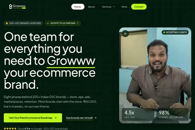 Screenshot of the Growww Tech homepage