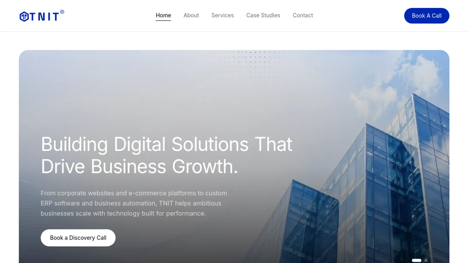 Screenshot of the TNIT Services LLP homepage