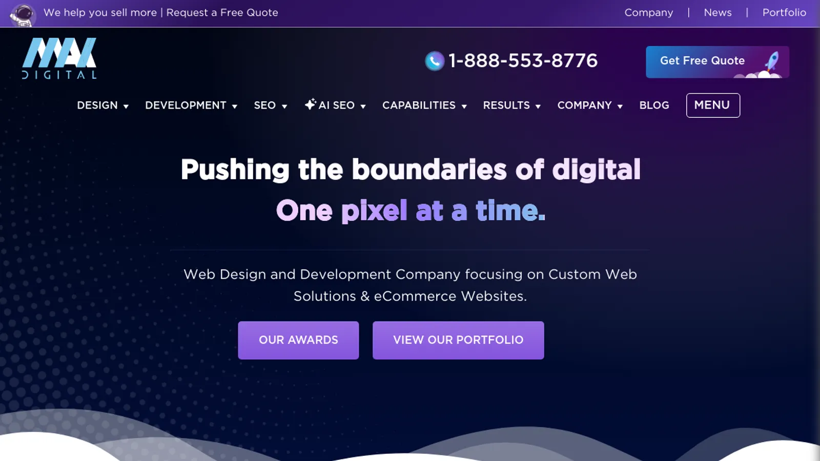 Screenshot of the Mak Digital Design homepage