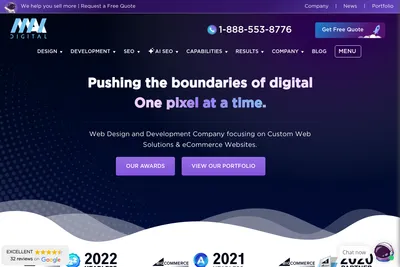Screenshot of the Mak Digital Design homepage