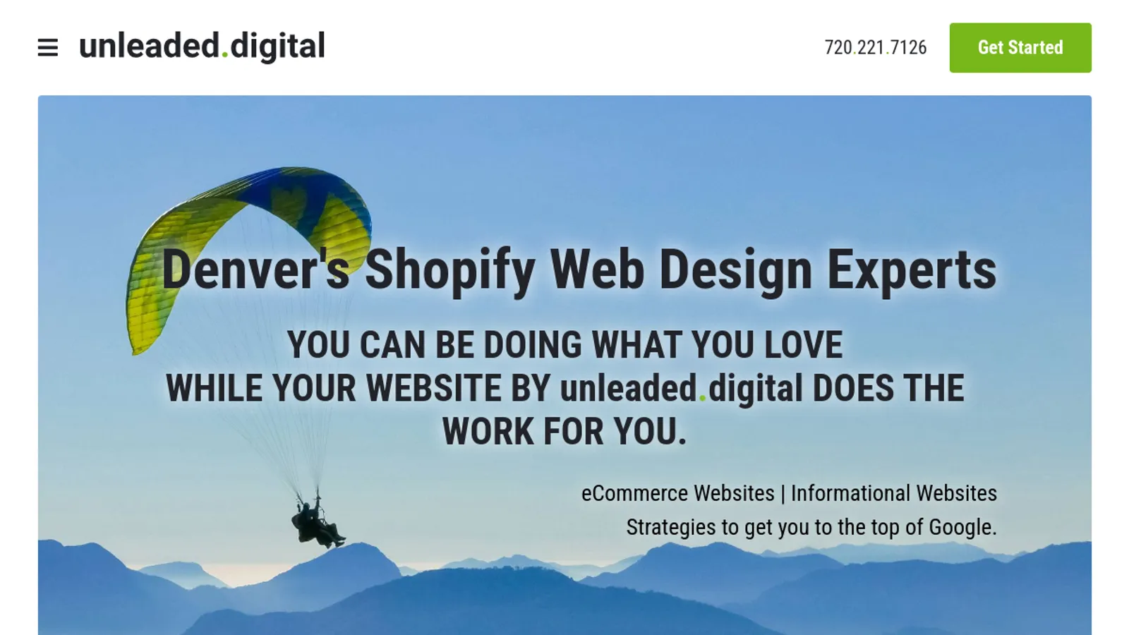 Screenshot of the Unleaded.Digital homepage