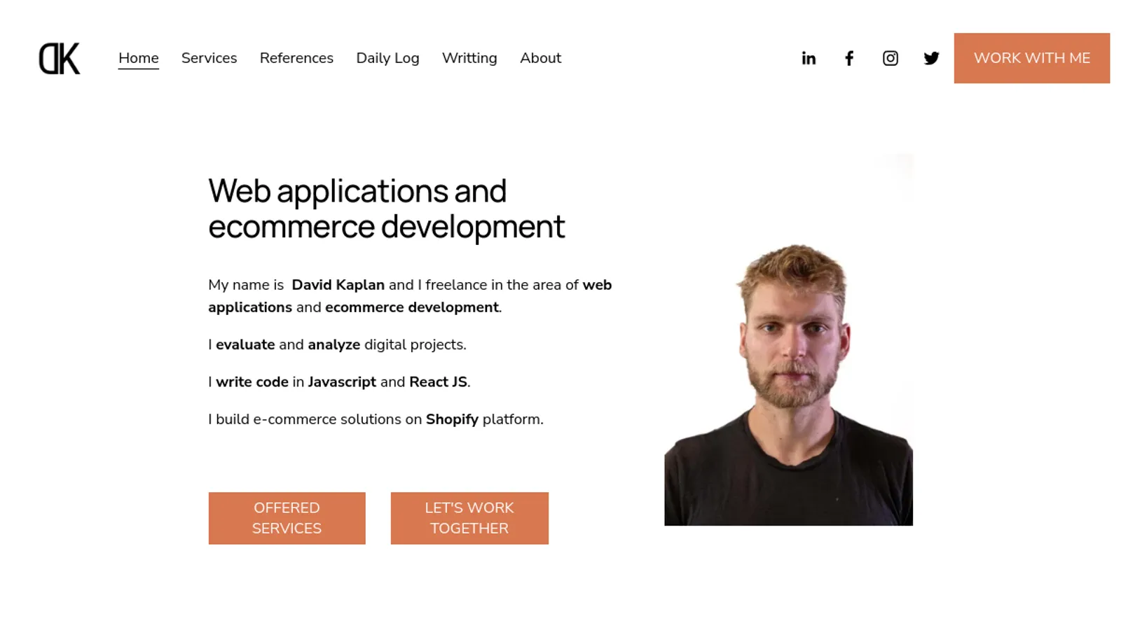 Screenshot of the David Kaplan homepage