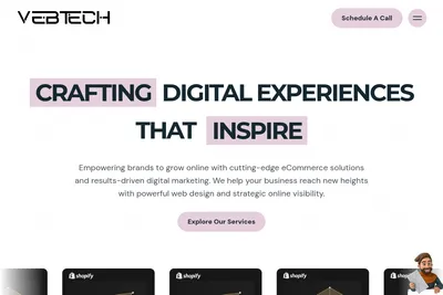 Screenshot of the Vebtech homepage