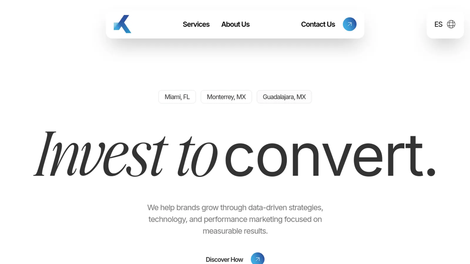 Screenshot of the Konvertti Servicios Digitales homepage