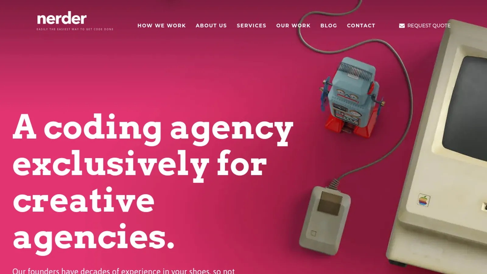 Screenshot of the Nerder homepage