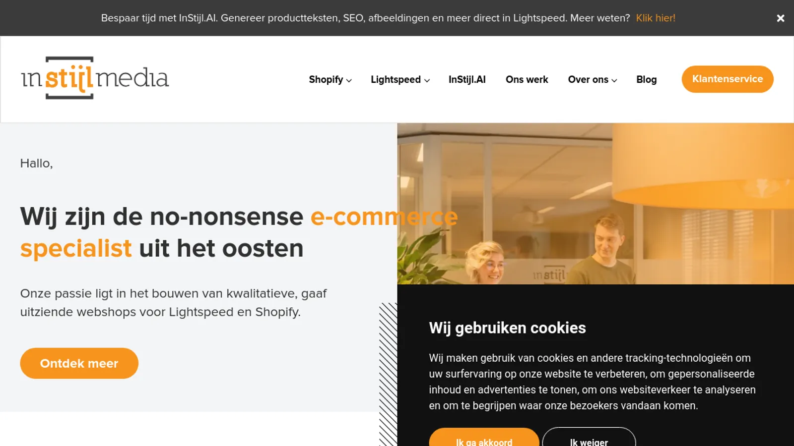 Screenshot of the InStijl Media homepage