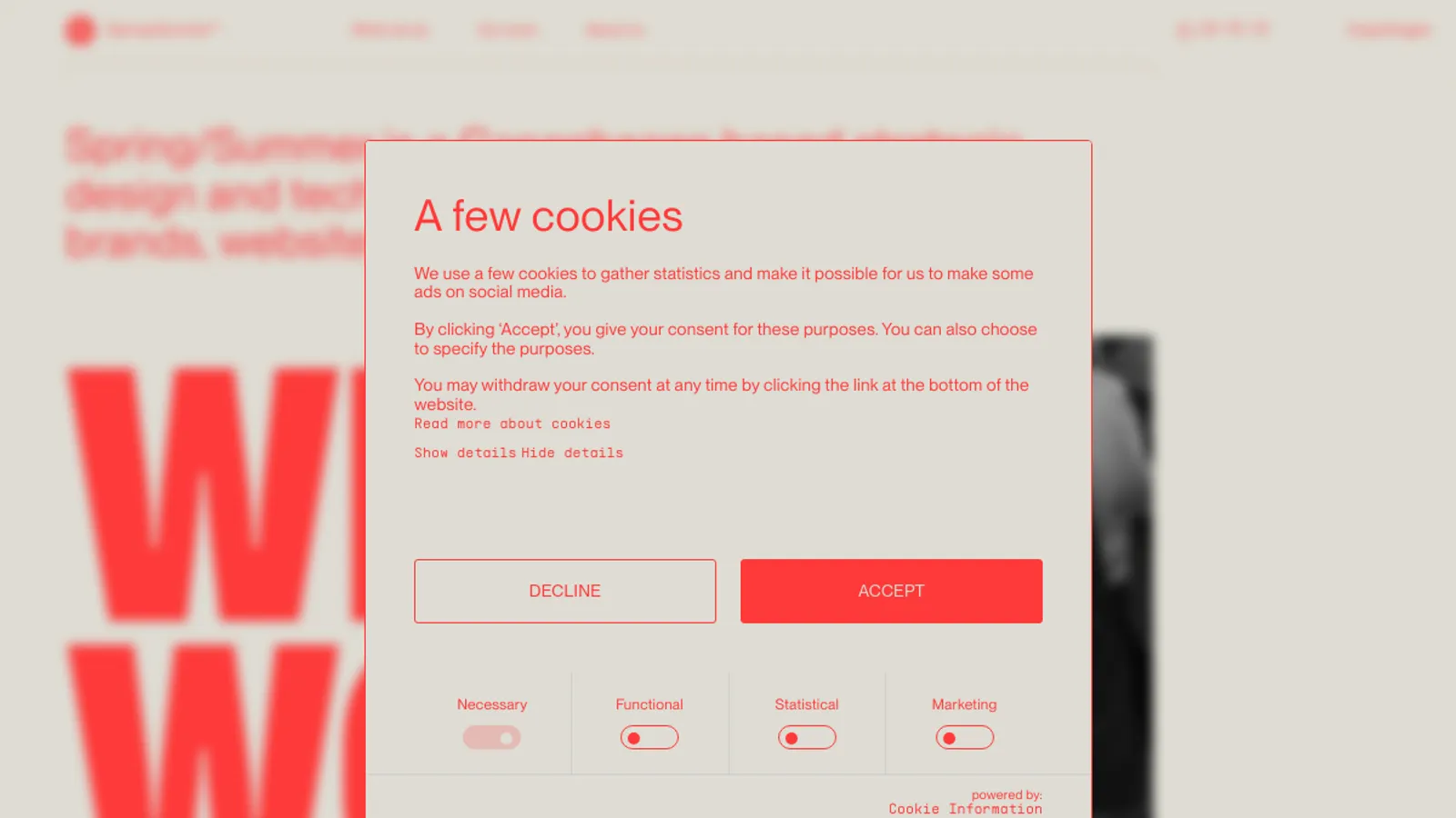 Screenshot of the Spring/Summer homepage