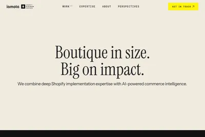 Screenshot of the iamota homepage