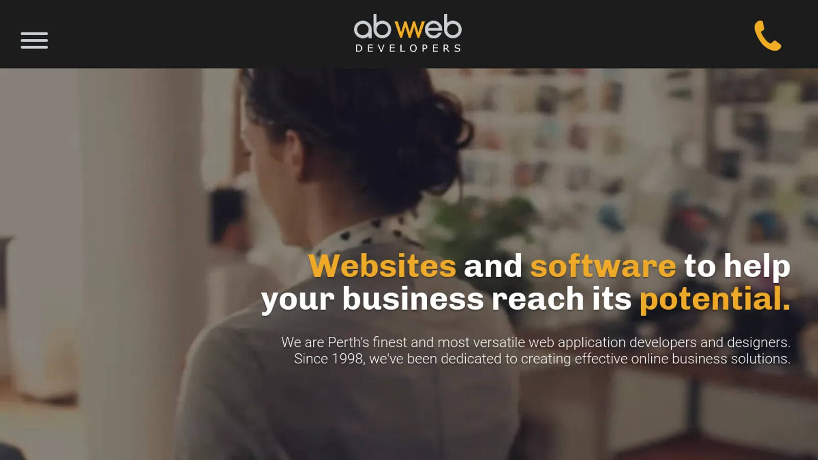 Screenshot of the AB Web Developers homepage