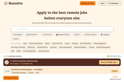 Screenshot of the Remotive homepage