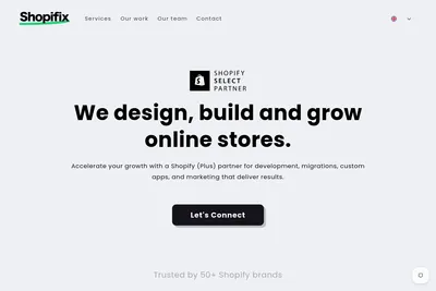 Screenshot of the Shopifix homepage