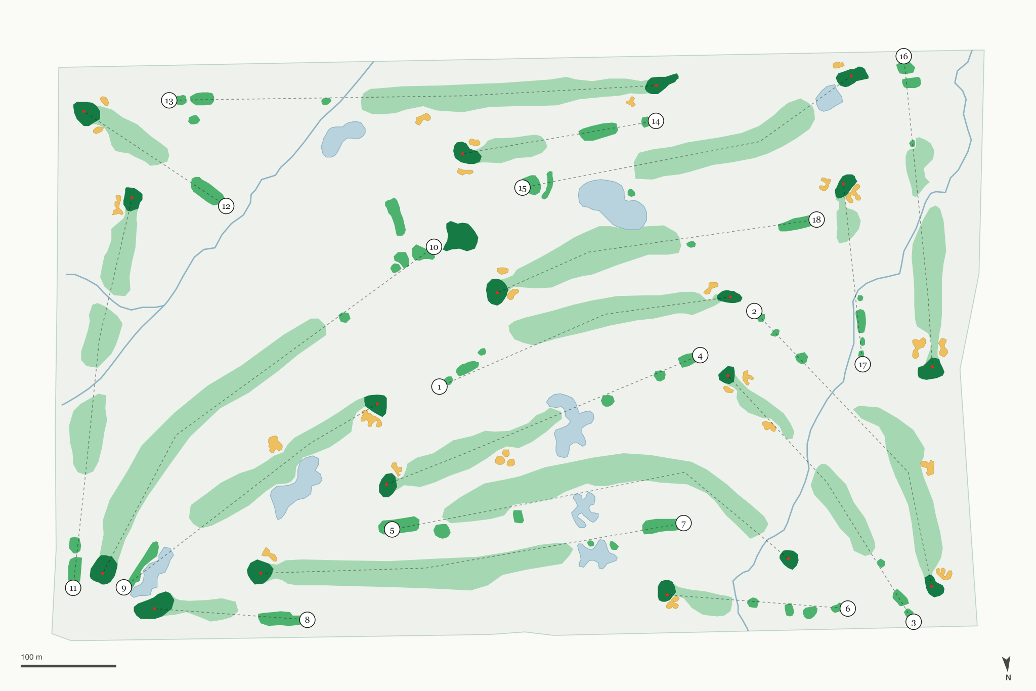 Map of Woodland Golf Club