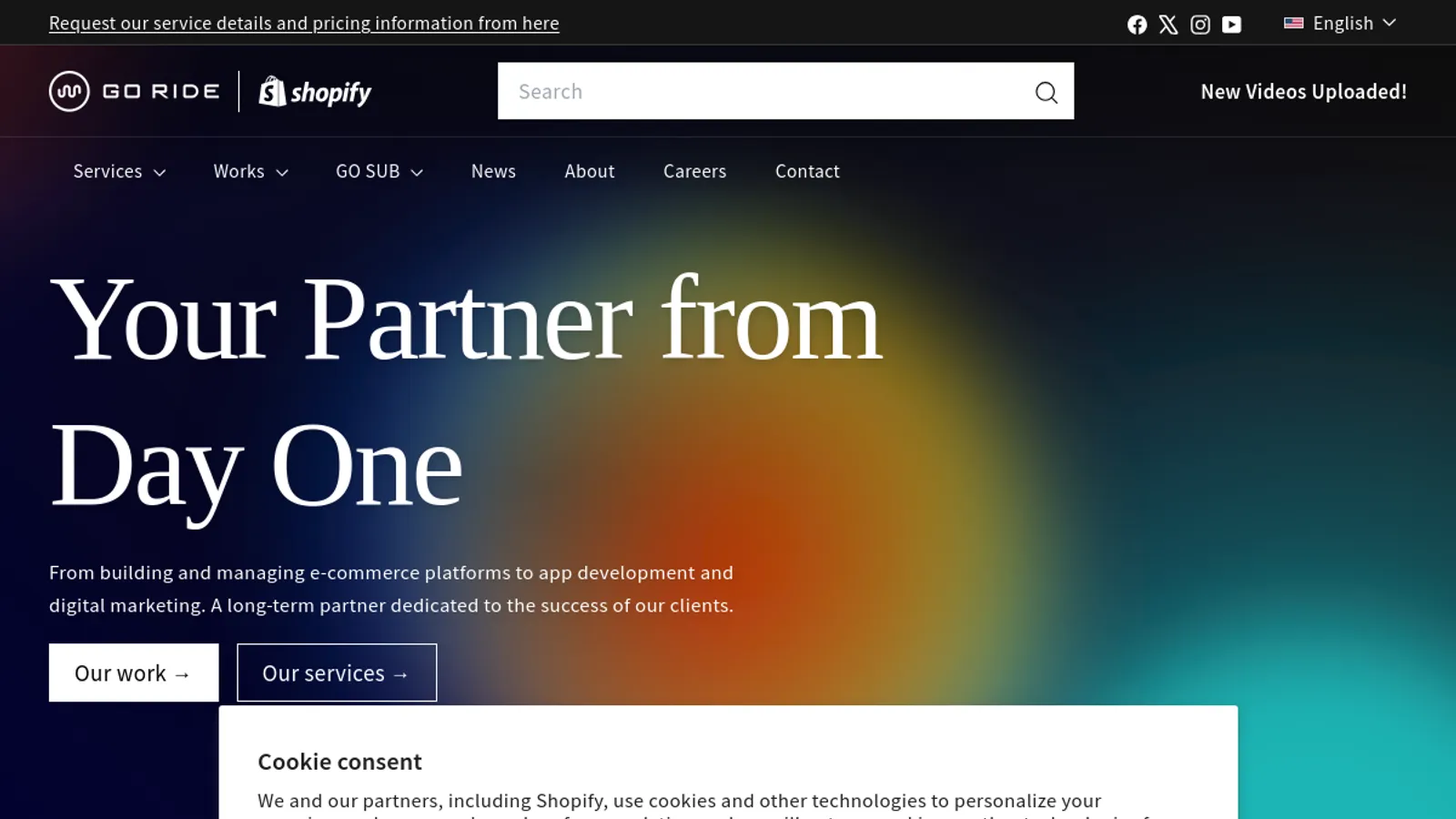 Screenshot of the GO RIDE,Inc. homepage