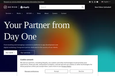 Screenshot of the GO RIDE,Inc. homepage