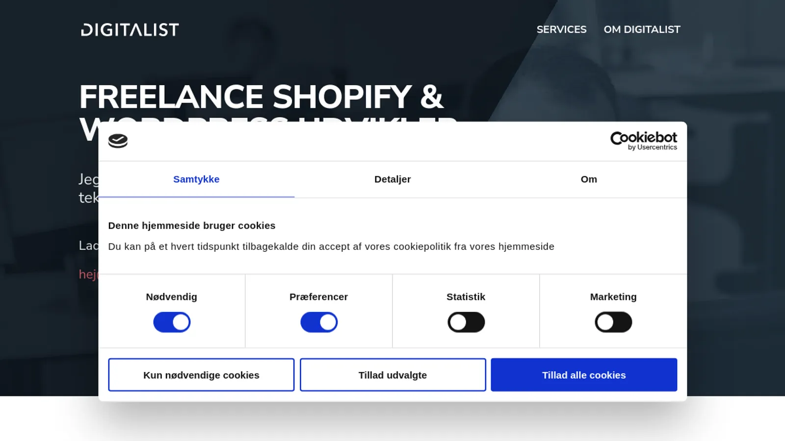 Screenshot of the Digitalist homepage