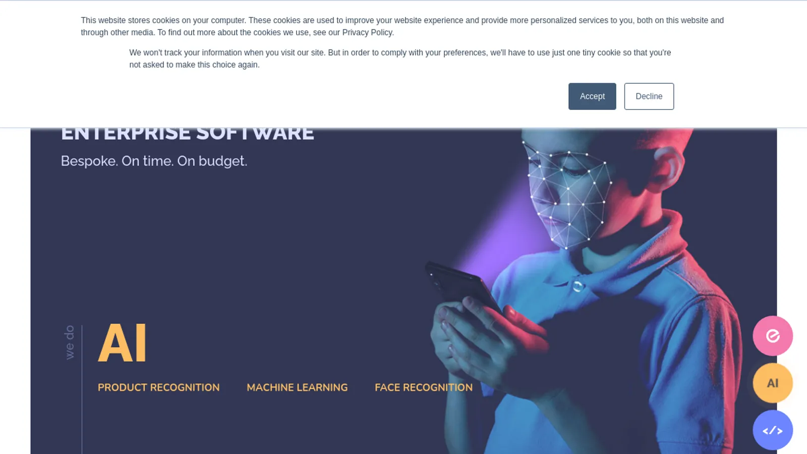 Screenshot of the CustomSoft homepage