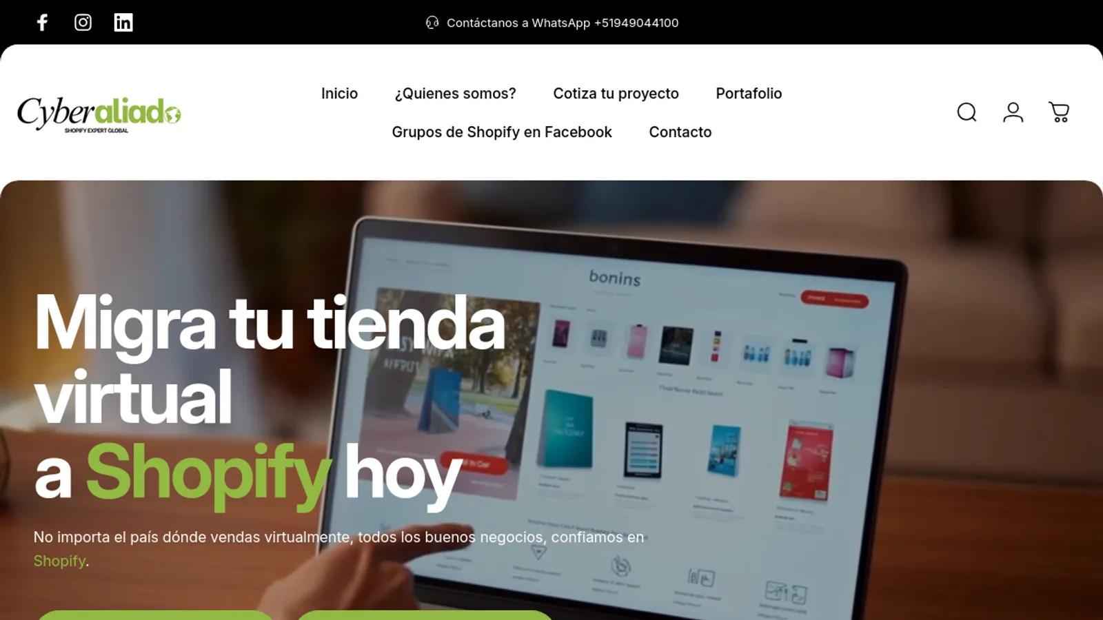 Screenshot of the Cyberaliado homepage