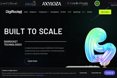 Screenshot of the DigiRocket Technologies homepage