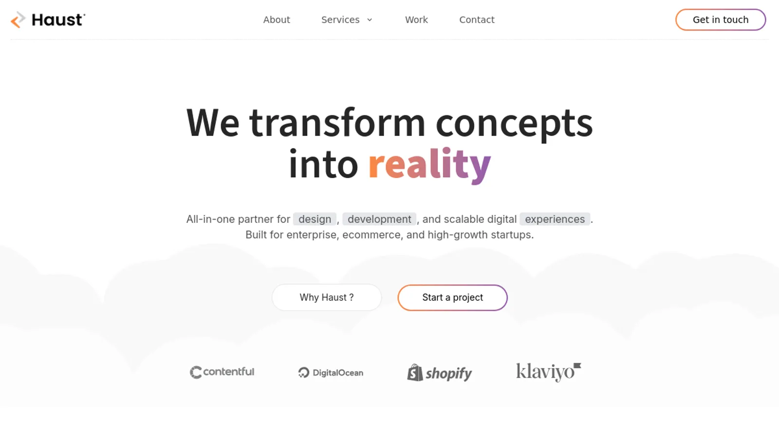 Screenshot of the HAUST homepage