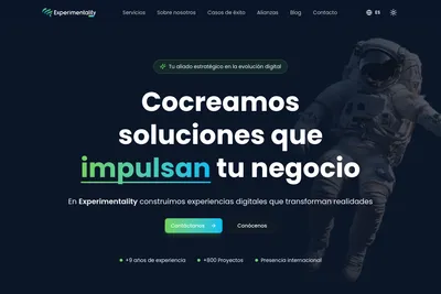 Screenshot of the Experimentality Labs homepage