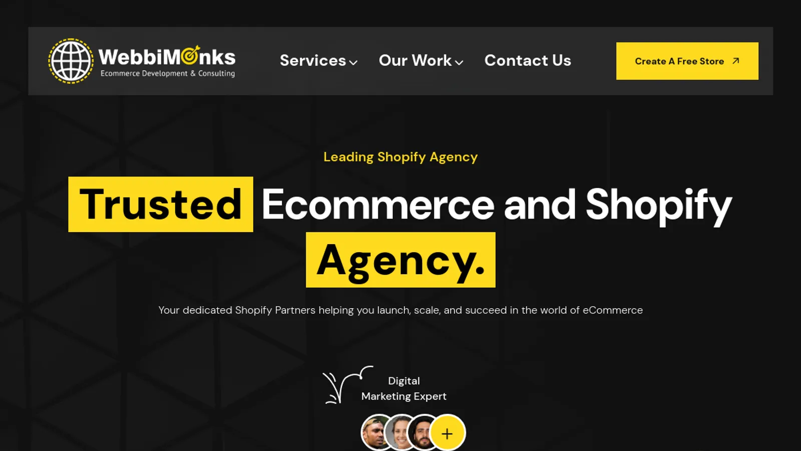 Screenshot of the WebbiMonks homepage
