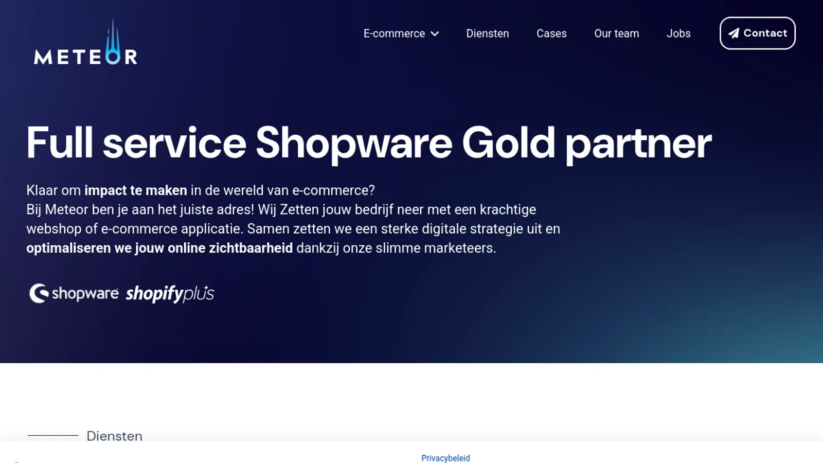 Screenshot of the Meteor homepage