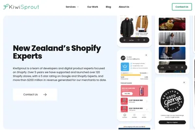 Screenshot of the KiwiSprout homepage